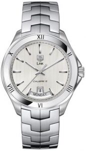 The 42 mm copy TAG Heuer Link WAT2013.BA0951 watches have silvery white dials.