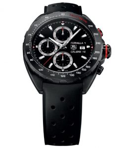 The comfortable replica TAG Heuer Formula 1 CAZ2011.FT8024 watches have black rubber straps.