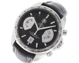 The 43 mm copy TAG Heuer Grand Carrera CAV511A.FC6225 watches have black dials.