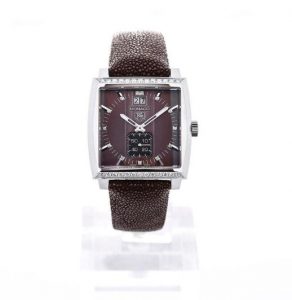 The 37 mm fake TAG Heuer Monaco WAW1316.EB0025 watches have dark brown dials.