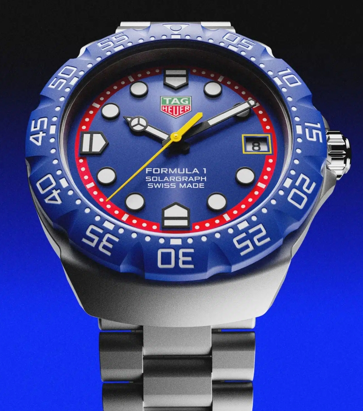 TAG Heuer Formula 1 Solargraph blue dial and steel bracelet front view
